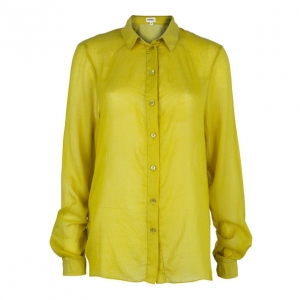 Pre Owned Kenzo Yellow Cotton Blend Shirt M