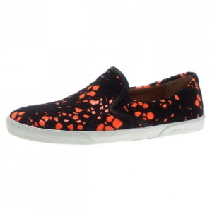Pre Owned Jimmy Choo Neon Orange Lace Demi Loafers Size 39