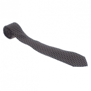 Pre Owned Dolce and Gabbana Grey Printed Silk Tie