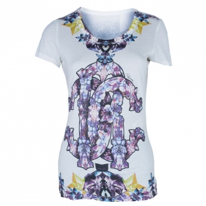 Pre Owned Roberto Cavalli Scoop Neck Printed T-Shirt S