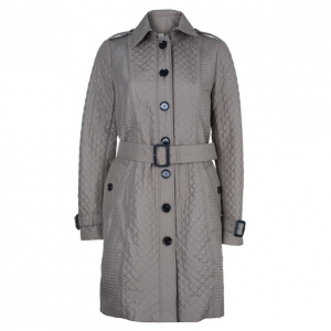 Pre Owned Burberry Taupe Quilted Trench Coat S