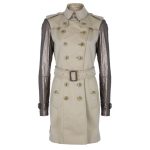 Pre Owned Burberry Taupe Metallic Trench Coat S