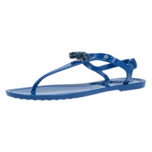Pre Owned Tod’s Blue Tassel Detail Thong Jelly Sandals Size 38