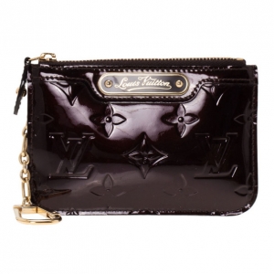 Pre Owned Louis Vuitton Amarante Monogram Vernis Key Pouch