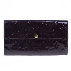 Pre Owned Louis Vuitton Amarante Monogram Vernis Sarah Continental Wallet