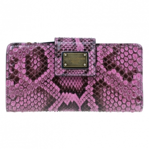 Pre Owned Dolce and Gabbana Pink Python Continental Wallet