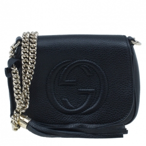 Pre Owned Gucci Black Leather Soho Chain Shoulder Bag
