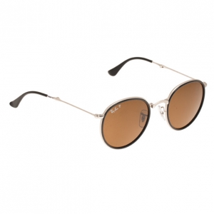 Pre Owned Ray-Ban RB3517 Black & Silver Round Folding Polarised Sunglasses