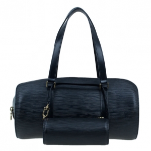 Pre Owned Louis Vuitton Black Epi Leather Soufflot Bag and Pouch