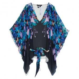 Roberto Cavalli Floral Silk Kaftan Top M