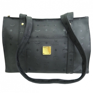Pre Owned MCM Black Visetos Leather Shoulder Bag