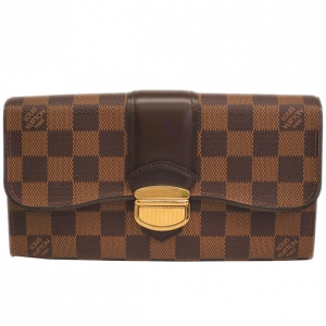 Pre Owned Louis Vuitton Damier Ebene Portefeuille Sistina Bifold Long Wallet