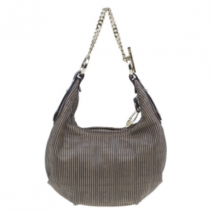Pre Owned Fendi Brown Limited Edition Leather Chef Chain Link Hobo