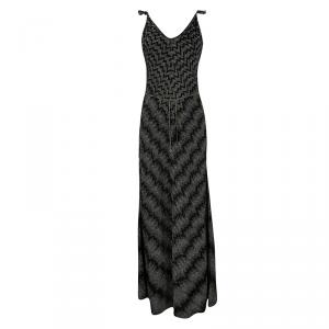 Pre Owned Missoni Multicolor Lurex Knit Chevron Pattern Sleeveless Maxi Dress M