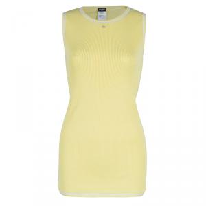 Pre Owned Chanel Canary Yellow Sleeveless Knit Top L