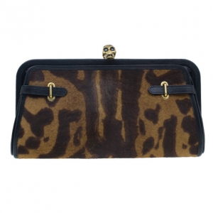 Pre Owned McQ by Alexander McQueen Calf Hair Convertible Leopard Clutch