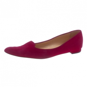 Pre Owned Manolo Blahnik Pink Suede Yak Smoking Slippers Size 39.5