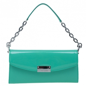 Pre Owned Jimmy Choo Turquoise Patent Riane Clutch