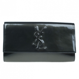 Pre Owned Yves Saint Laurent Green Patent Belle De Jour Flap Clutch