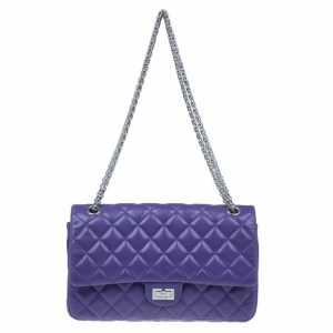 Pre Owned Chanel Purple Quilted Lambskin Reissue 2.55 Flap Bag