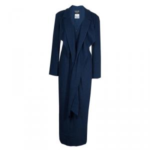 Pre Owned Chanel Navy Wool Coat Dress M