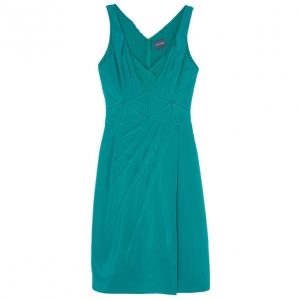 Pre Owned Zac Posen Stretch-silk Pleated Detail Cocktail Dress M