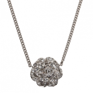 Pre Owned Chanel Crystal Camellia Pendant Necklace