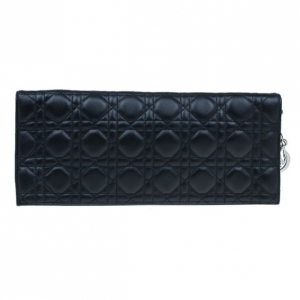 Pre Owned Dior Black Lambskin Cannage Clutch