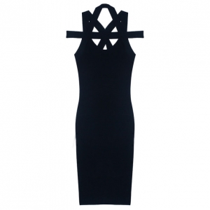 Pre Owned Michael Kors Criss-Cross Detail Cocktail Dress S