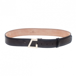 Pre Owned Gucci Black Python Belt 90CM