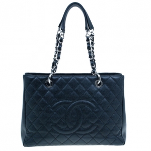 Pre Owned Chanel Black Grand Caviar Shopping Tote