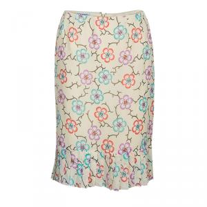Pre Owned Chanel Floral Chiffon Skirt M