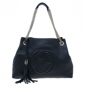 Pre Owned Gucci Black Leather Medium Soho Shoulder Bag