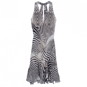 Pre Owned Roberto Cavalli Halterneck Animal Print Dress M