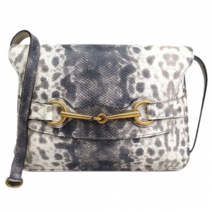 Pre Owned Gucci Karung Printed Leather Bright Bit Crossbody