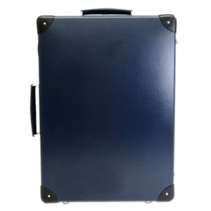 Pre Owned Globe-Trotter Navy Blue Vulcanized Fiber Suitcase