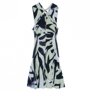 Pre Owned Roberto Cavalli Abstract Monochrome Print Dress M