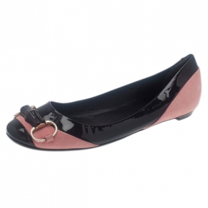 Pre Owned Gucci Two Tone Horsebit Ballet Flats Size 38.5