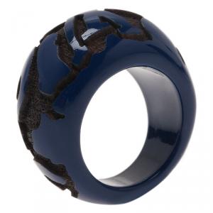 Pre Owned Louis Vuitton Leo Monogram Blue Ring Size 54.5