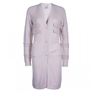 Pre Owned Chanel Pastel Pink 4 Pocket Detail Cardigan M