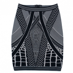 Pre Owned Herve Leger Jacquard Bandage Mini Skirt S