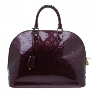 Pre Owned Louis Vuitton Rouge Fauviste Monogram Vernis Alma GM