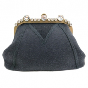 Pre Owned Miu Miu Grey Jersey Clasp Clutch