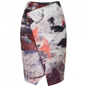 Prabal Gurung Asymmetric Printed Satin Skirt M