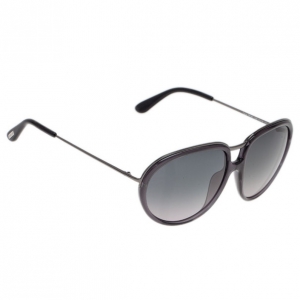 Pre Owned Tom Ford Black Faye Oval Sunglasses