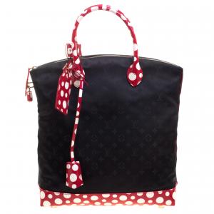 Pre Owned Louis Vuitton Black Monogram Nylon Yayoi Kusama Lock It MM Bag
