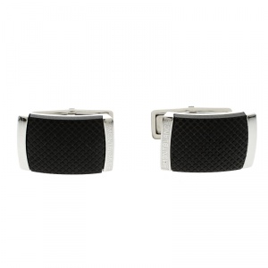 Pre Owned Montblanc Anwalker Extreme Black Textured Inlay Steel Cufflinks
