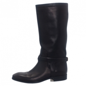 Pre Owned Dior Black Leather Riding Knee Boots Size 36.5
