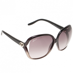 Pre Owned Gucci Black Heart Interlocking G Square Sunglasses