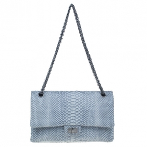 Pre Owned Chanel White Python 2.55 Reissue 226 Flap Bag